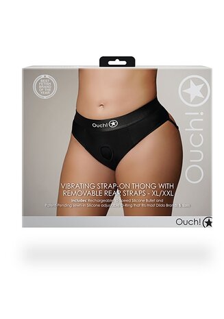Vibrating Strap-on Thong, Removable Straps - Black - XL/XXL XL/XXL