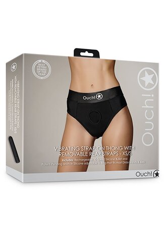Vibrating Strap-on Thong - Removable Straps - Black - XS/S XS/S