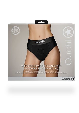 Vibrating Strap-on Thong - Removable Straps - Black - XS/S XS/S
