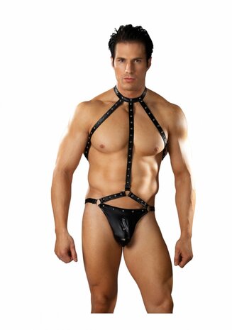 Gladiator - String Bevestigd aan Harnas met Choker S/M
