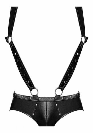 Uranus - Jockslip met Jarretelbandjes en Open Achterkant in Harnasstijl L/XL
