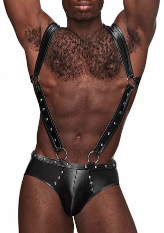 Uranus - Jockslip met Jarretelbandjes en Open Achterkant in Harnasstijl L/XL