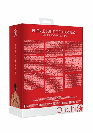 Leren Bulldog Harnas met Gespen - S/M S/M