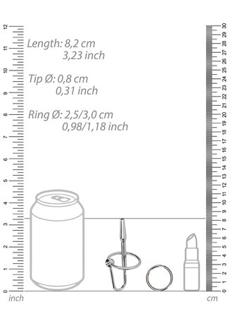 RVS Penisplug met Eikelring - 8 mm