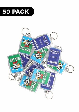 EXS Key Rings 'Wear Your Rubbers' - Condoms - 50 Pieces