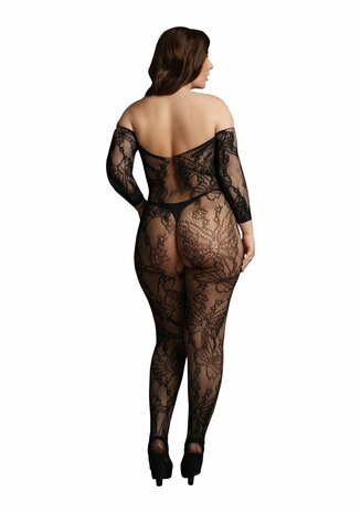 Bodystocking met Kanten Mouwen - Plus Size OSX