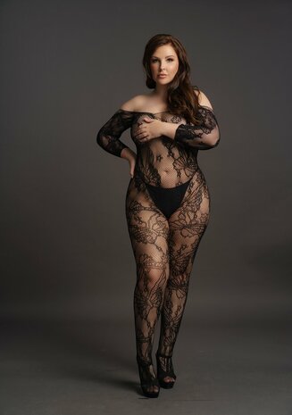 Bodystocking met Kanten Mouwen - Plus Size OSX