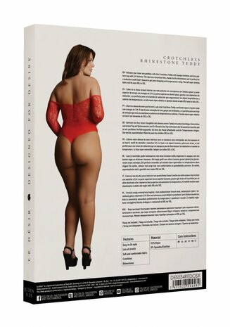 Kruisloze Strass Teddy - Plus Size OSX