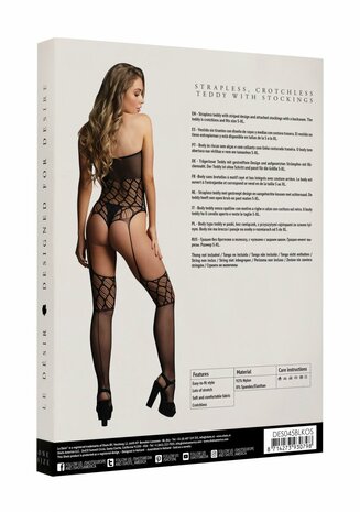 Strapless Kruisloze Teddy met Kousen - One Size O/S