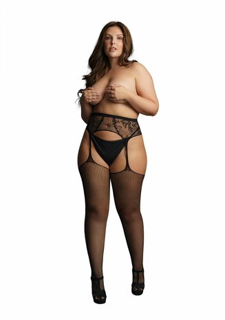 Visnet en Kanten Jarretelles Kousen - Plus Size OSX
