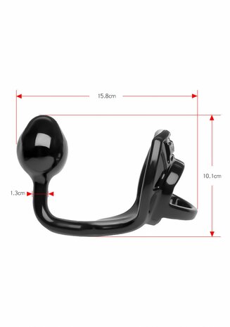 Armour Tug Lock - Cockring met Ball Strap en Butt Plug