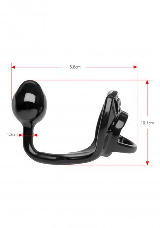 Armour Tug Lock - Cockring met Ball Strap en Butt Plug