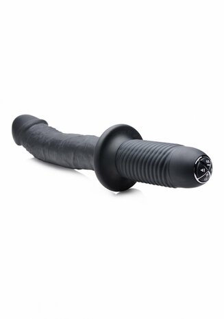 The Large Realistic - Silicone Vibrator with Handle - Black