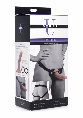 Seducer - Silicone Dildo with Harness - 7" / 18 cm
