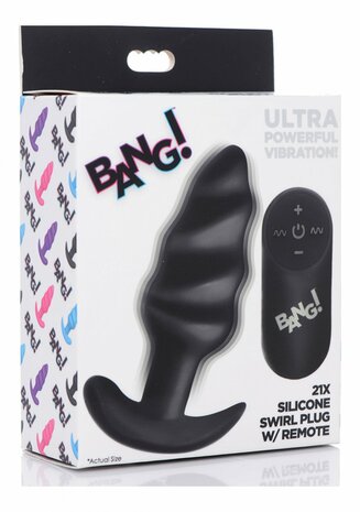 Vibrating Silicone Swirl Butt Plug with Remote Control