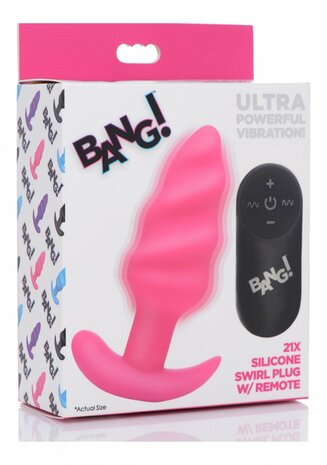 Vibrating Silicone Swirl Butt Plug with Remote Control