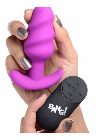 Vibrating Silicone Swirl Butt Plug with Remote Control
