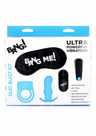 Duo Blast Kit - Cockring, Butt Plug, Bullet Vibrator and Blindfold
