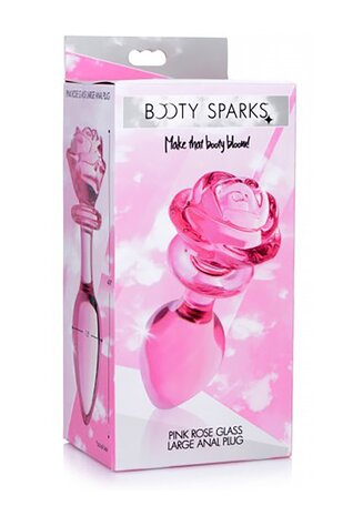 Pink Rose - Glass Butt Plug - Large