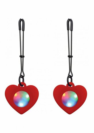 Light Up - Silicone Heart Tweezers Nipple Clamps