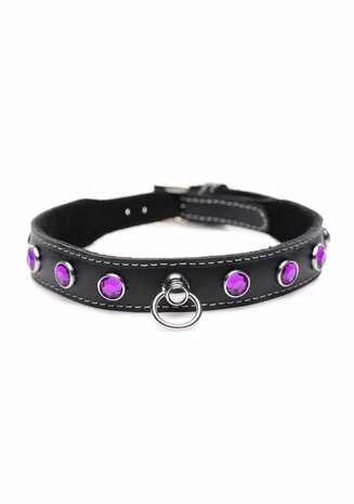 Royal Vixen - Leren Halsband met Strass