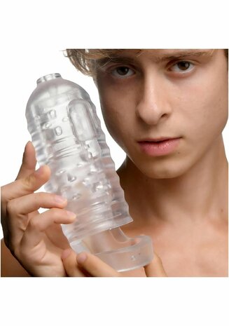 Milker TPE Masturbator with Ball Strap - Clear