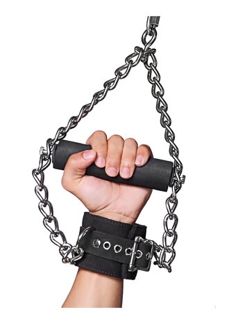 Fur Lined Nubuck Leather Suspension Cuffs with Grip