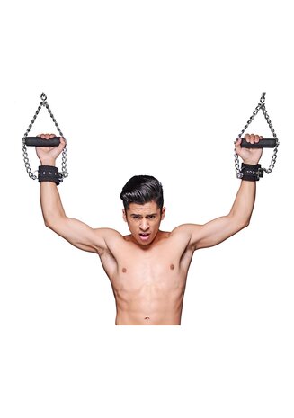 Fur Lined Nubuck Leather Suspension Cuffs with Grip