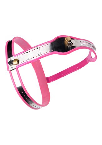 Stainless Steel Adjustable Female Chastity Belt - Pink