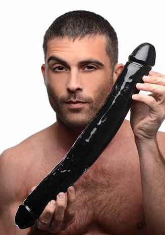 Realistic Double Dildo - 17.5 Inch - Black
