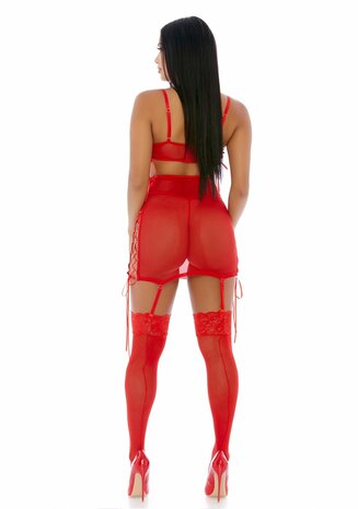 Put O-ring On It Lingerie Skirt Set - Red L