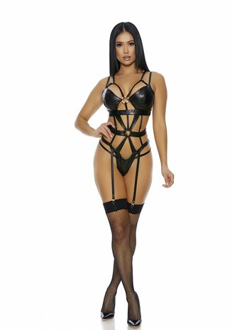 X Marks The Spot Cheetah Print Teddy - Black - S Extra Larg