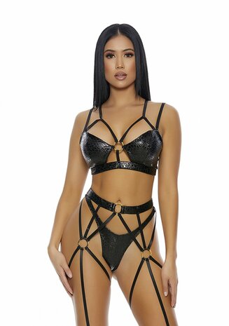 That's My Spot Cheetah Print Lingerie Set - Black - S Extra Larg