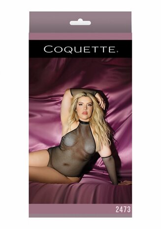 Fetish Visnet Teddy met Handschoenen - Plus Size Queen Size
