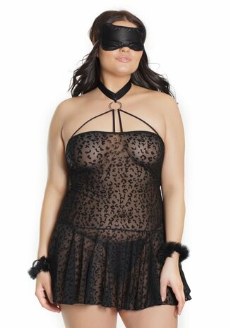 Luipaard Babydoll met Handboeien & Oogmasker - One Size O/S