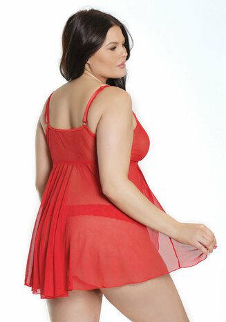 Trim Babydoll en String - Plus Size Queen Size