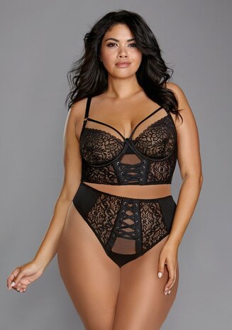 Bustier van Stretch Mesh & Stretch Galloonkant - XL 1XL