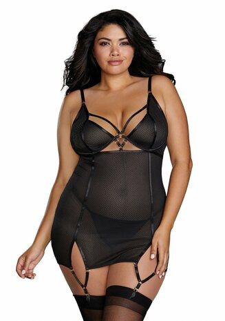 Visnettextuur Power Mesh Kousenbandslip - XL 3XL