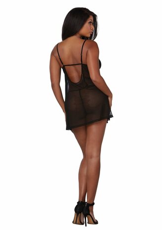 Set van Stretch Mesh Nachthemd en Badjas L