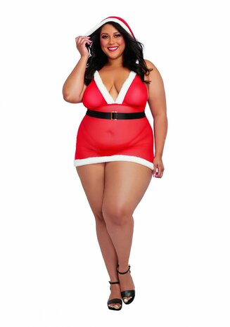 Santa Cutie Halter Bralette & Minirok Set - Plus Size OSQ