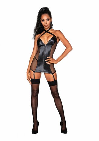 Visnet/Kunstleer Kousenbandslip met Rits - One Size O/S