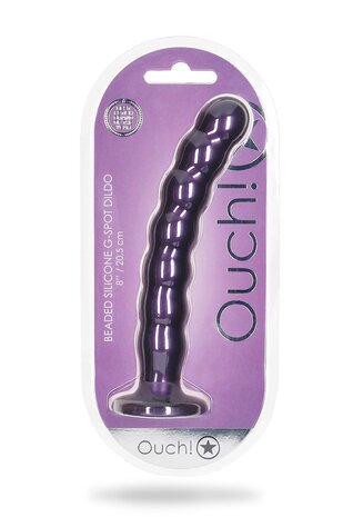 Beaded G-Spot Dildo - 8'' / 20,5 cm - Metallic Purple
