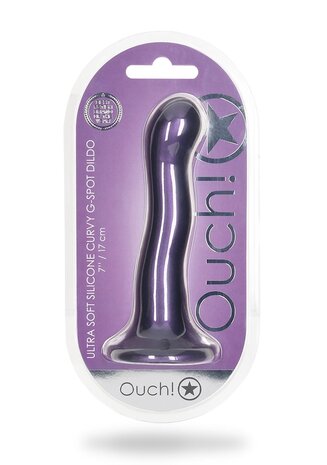 Ultra Soft Curvy G-Spot Dildo -7''/17 cm-Metallic Purple