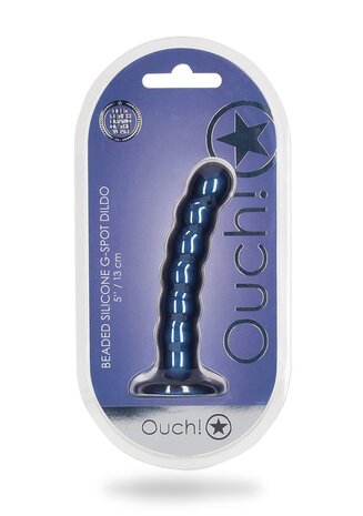 Beaded G-Spot Dildo - 5'' / 13 cm - Metallic Blue