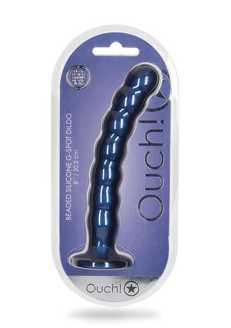 Beaded G-Spot Dildo - 8'' / 20,5 cm - Metallic Blue
