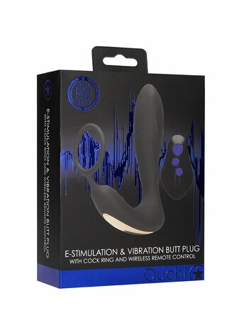 E-stim Vibrerende Butt Plug & Cockring