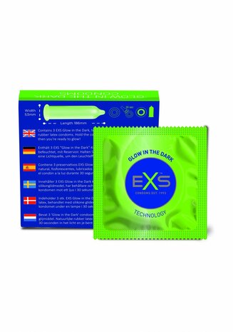 EXS Glow - Condooms - 3 Stuks