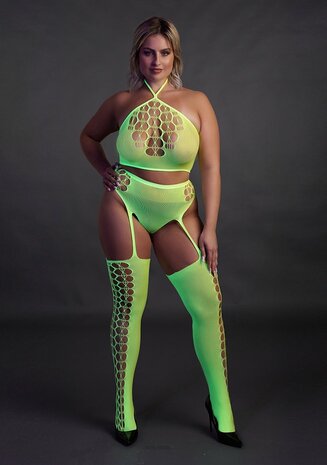 Two Piece with Crop Top and Stockings - Green - XL/XXXXL XL-XXXXL