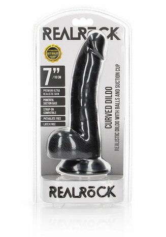 Gebogen Realistische Dildo met Ballen en Zuignap - 18 cm