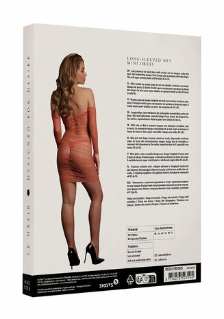 Long-Sleeved Net Mini Dress - One Size - Sunset Glow XS - XL